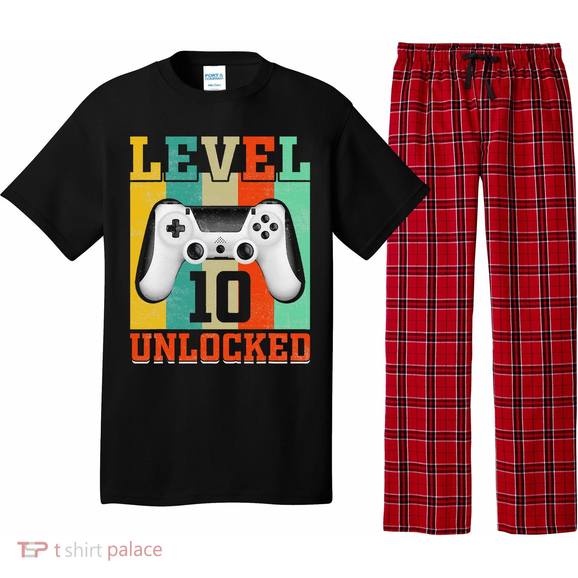 Level 10 Unlocked Birthday For 10 Years Old Gamer Bday Pajama Set