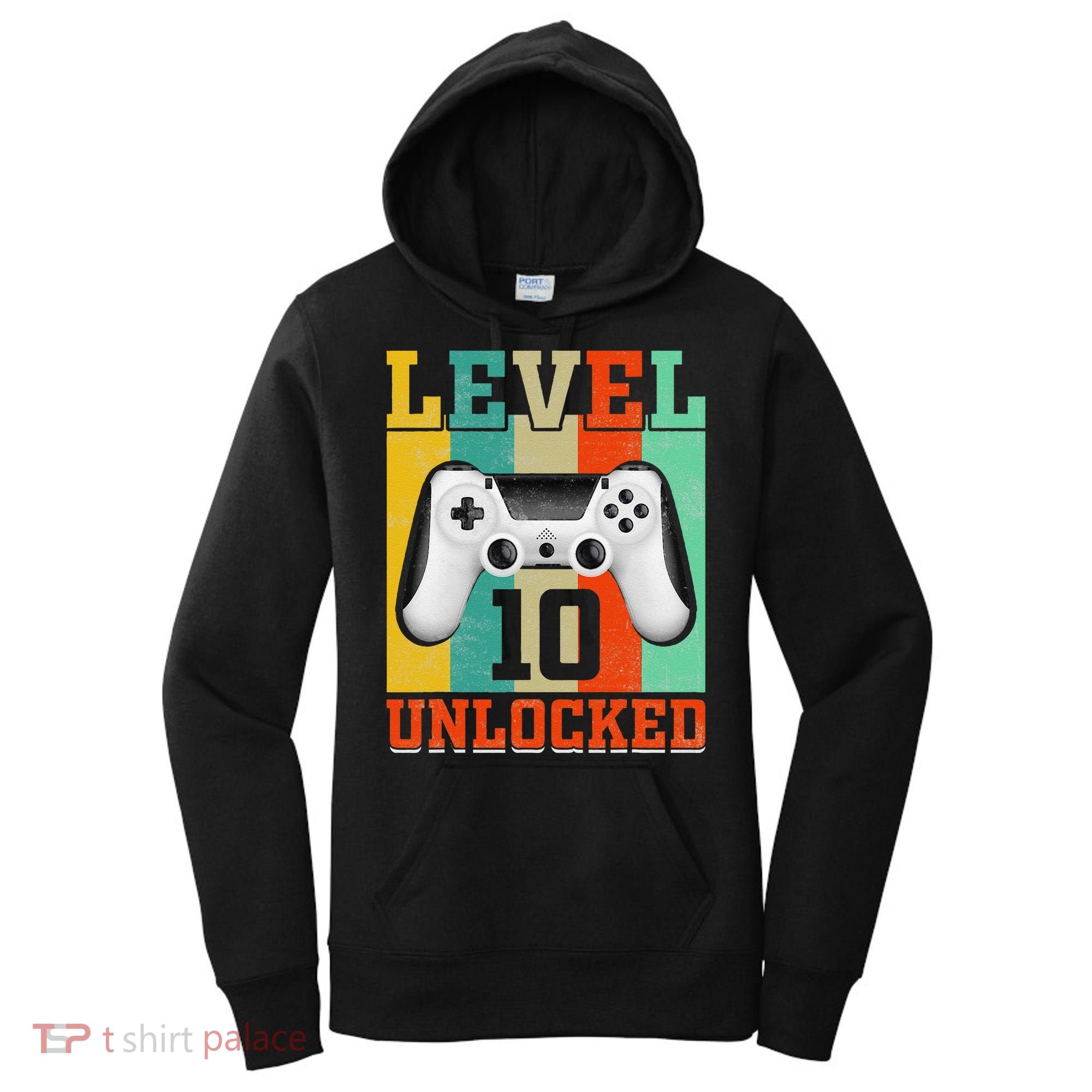 Level 10 Unlocked Birthday For 10 Years Old Gamer Bday Women's Hoodie