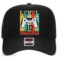 Level 10 Unlocked Birthday For 10 Years Old Gamer Bday Hat thumb 0