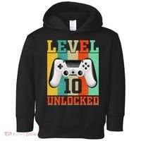 Level 10 Unlocked Birthday For 10 Years Old Gamer Bday Toddler Hoodie thumb 0