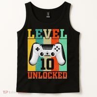 Level 10 Unlocked Birthday For 10 Years Old Gamer Bday Tank Top thumb 2
