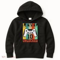 Level 10 Unlocked Birthday For 10 Years Old Gamer Bday Kids Hoodie thumb 0
