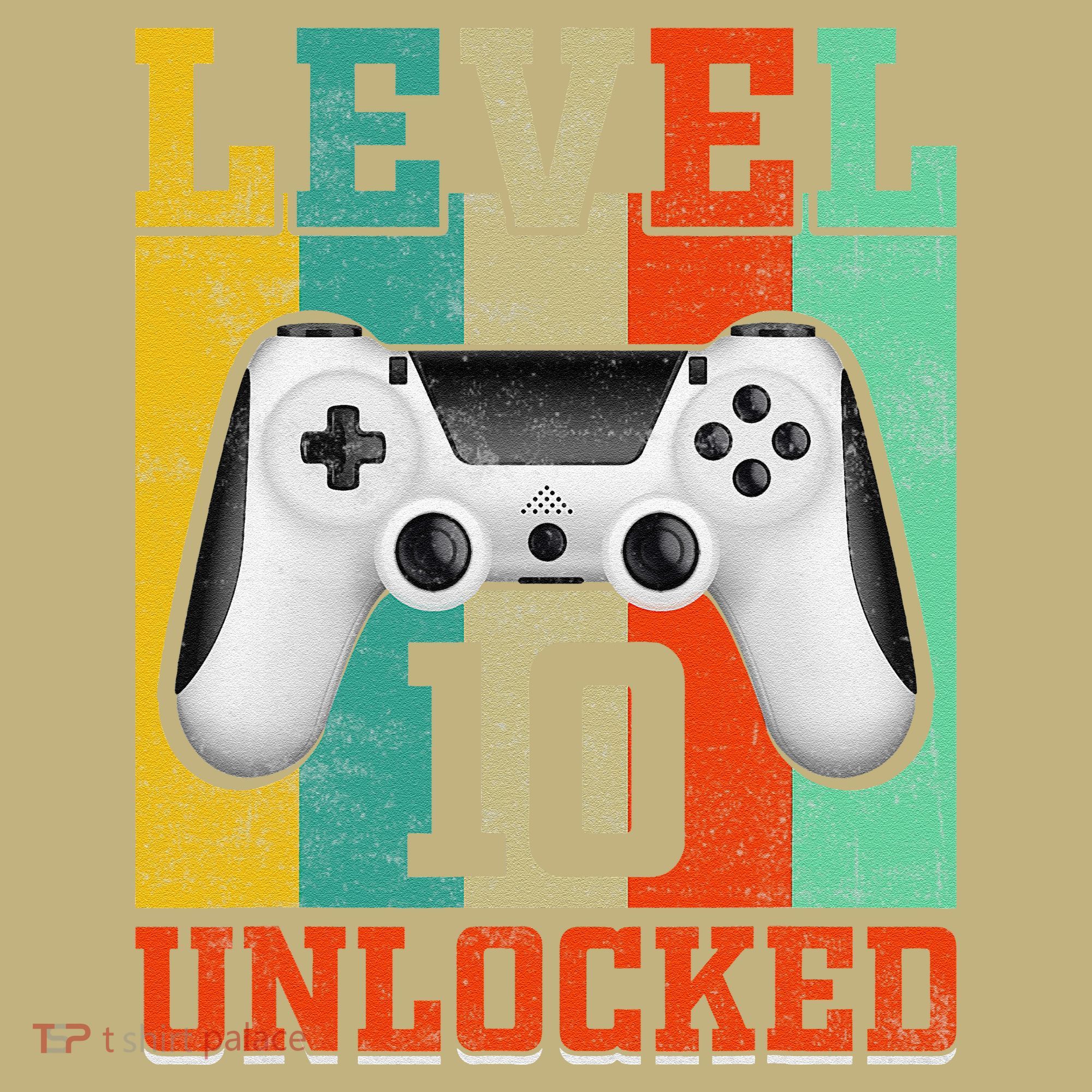 Level 10 Unlocked Birthday For 10 Years Old Gamer Bday Polo