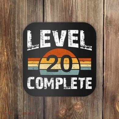 Level 20 Complete Vintage 20th Wedding Anniversary Coaster