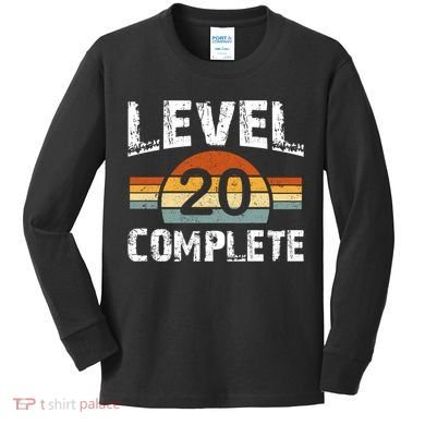 Level 20 Complete Vintage 20th Wedding Anniversary Kids Long Sleeve Shirt