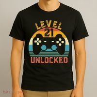 Level 21 Complete Vintage Video Gamer 21st Birthday Gift T-Shirt thumb 3