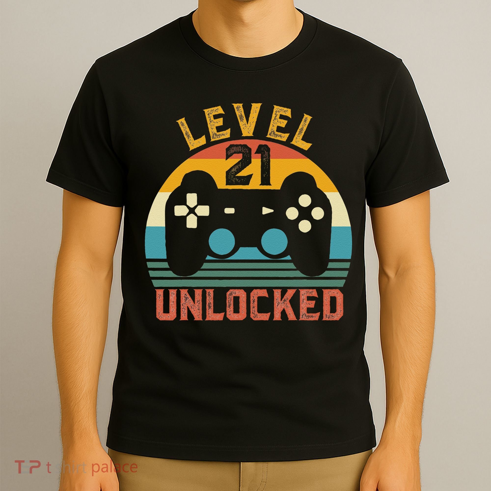 Level 21 Complete Vintage Video Gamer 21st Birthday Gift T-Shirt