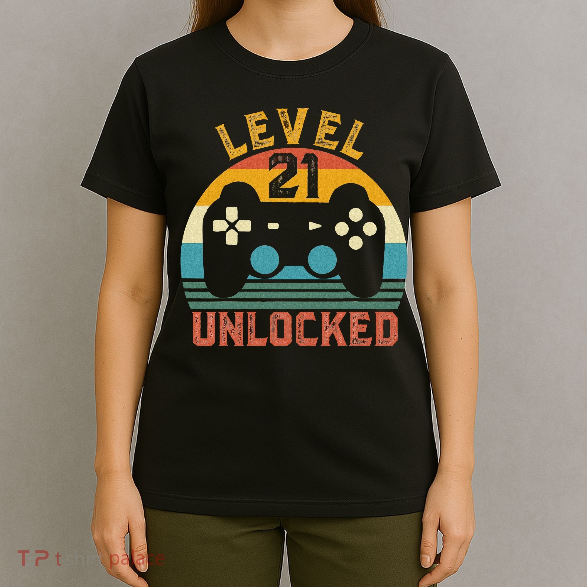 Level 21 Complete Vintage Video Gamer 21st Birthday Gift T-Shirt