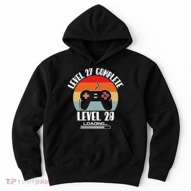 Level 27 Complete Level 28 Loading Vintage Birthday Video Game Hoodie