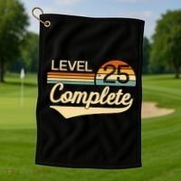 Level 25 Complete Gift 25 Year Wedding Anniversary Gift Him Her Gift Golf Towel thumb 1