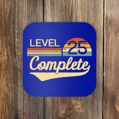 Level 25 Complete Gift 25 Year Wedding Anniversary Gift Him Her Gift Coaster