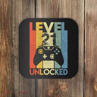 Level 21 Unlocked Awesome Video Game 21 Birthday Gift Coaster