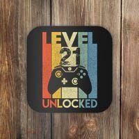 Level 21 Unlocked Awesome Video Game 21 Birthday Gift Coaster thumb 0