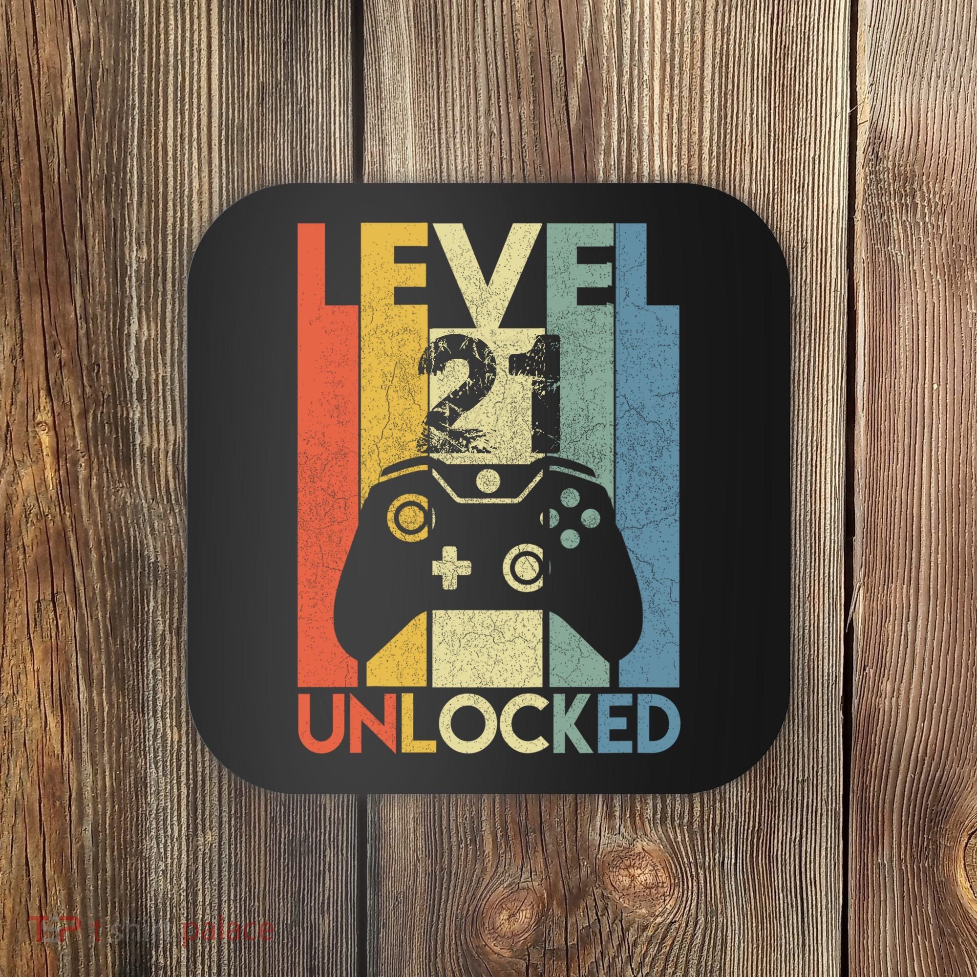 Level 21 Unlocked Awesome Video Game 21 Birthday Gift Coaster