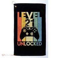 Level 21 Unlocked Awesome Video Game 21 Birthday Gift Golf Towel thumb 0