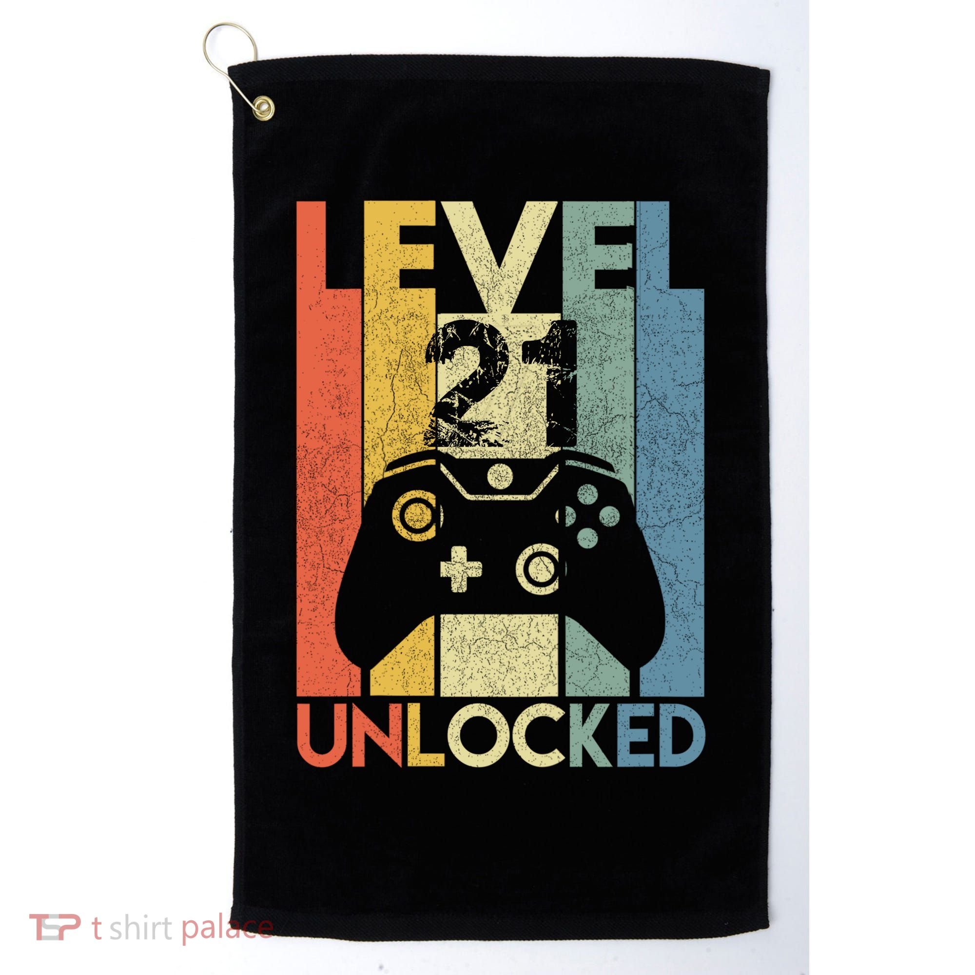 Level 21 Unlocked Awesome Video Game 21 Birthday Gift Golf Towel