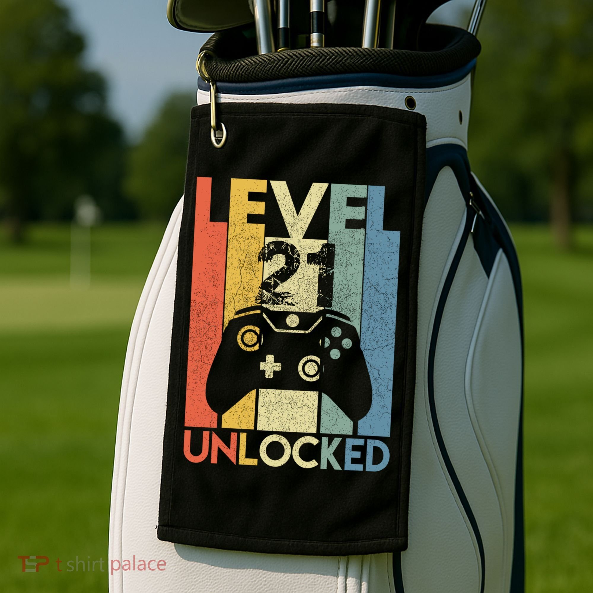 Level 21 Unlocked Awesome Video Game 21 Birthday Gift Golf Towel