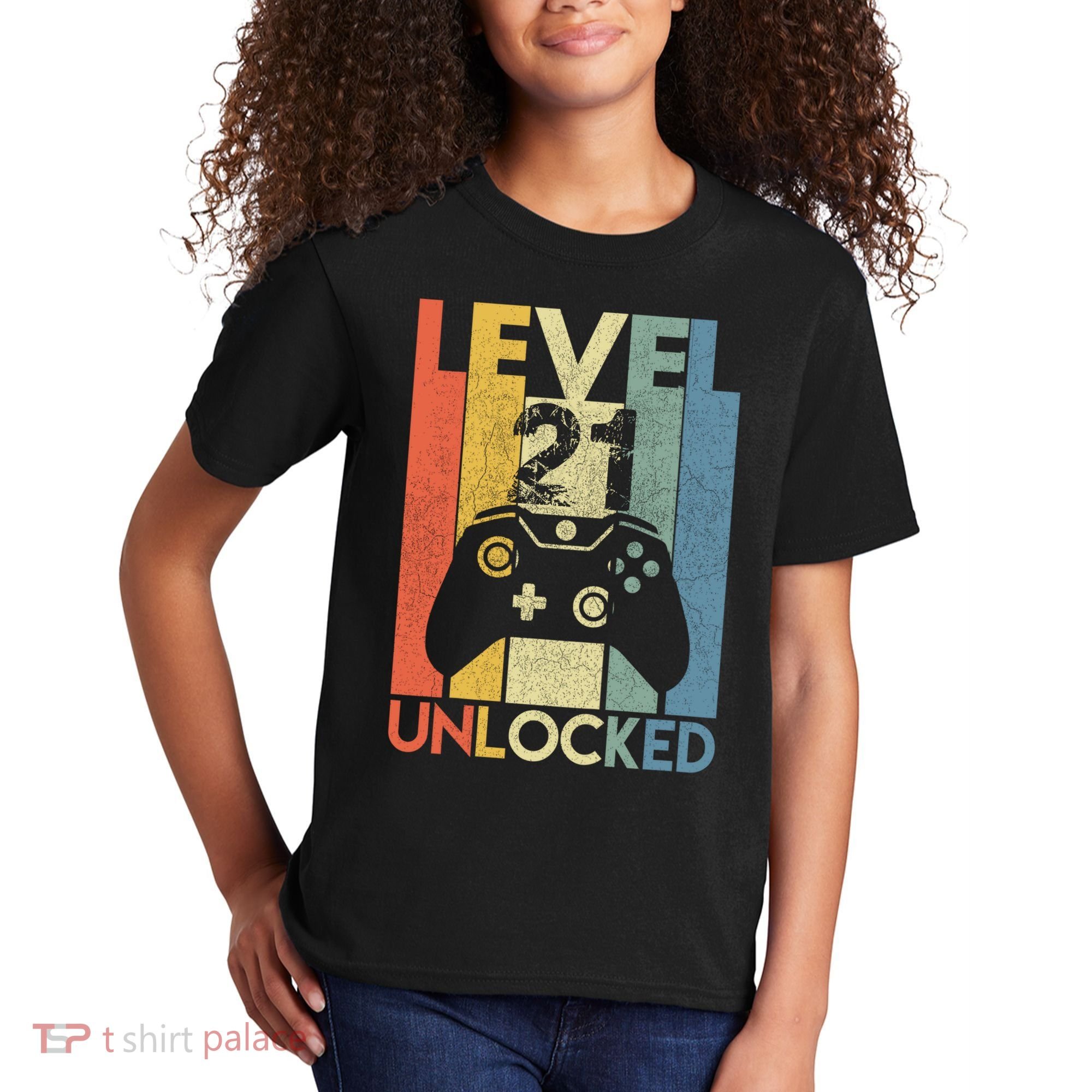 Level 21 Unlocked Awesome Video Game 21 Birthday Gift Kids T-Shirt