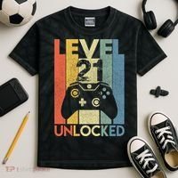 Level 21 Unlocked Awesome Video Game 21 Birthday Gift Kids Tie-Dye T-Shirt thumb 2