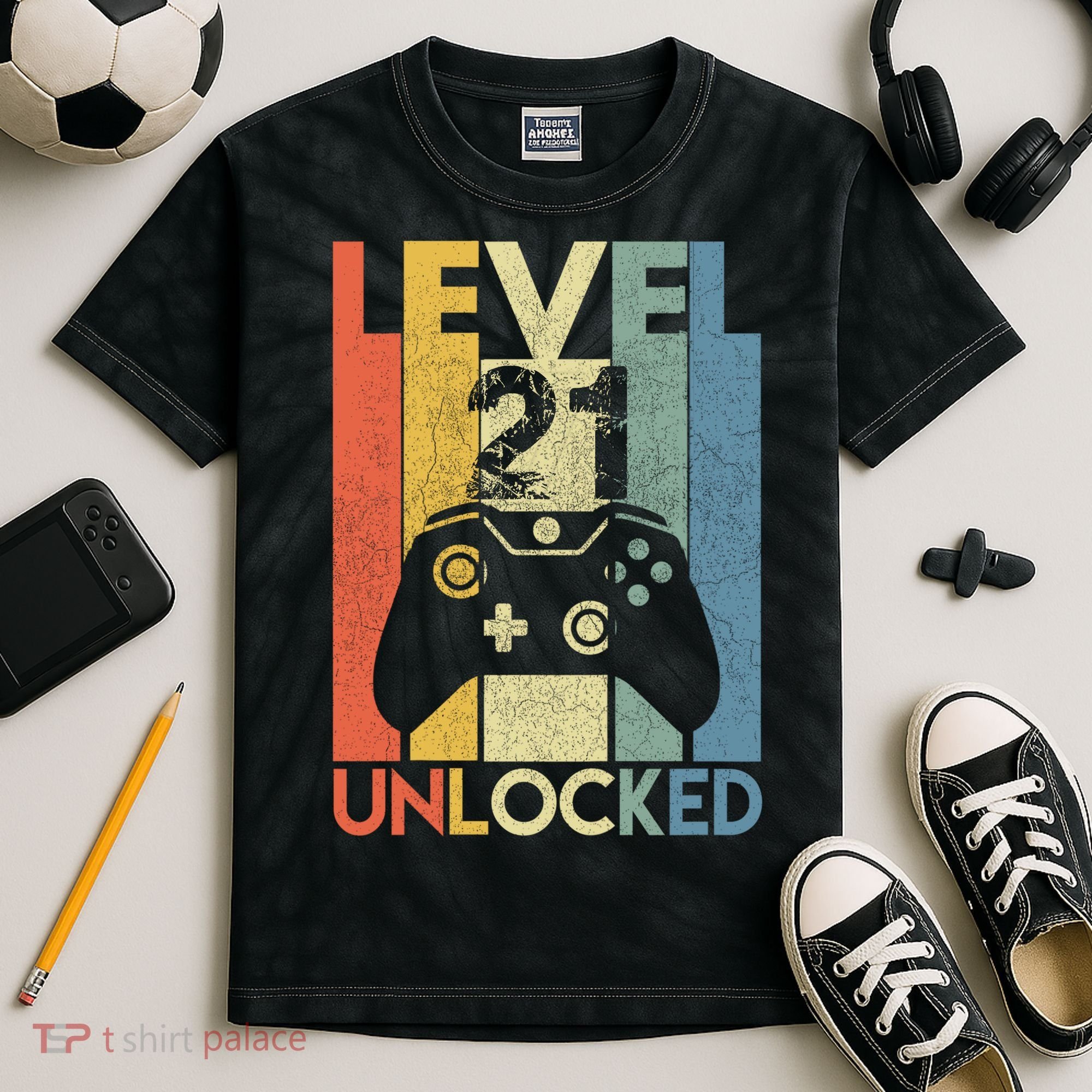 Level 21 Unlocked Awesome Video Game 21 Birthday Gift Kids Tie-Dye T-Shirt