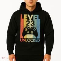 Level 23 Unlocked Awesome Video Game 23 Birthday Gift Hoodie thumb 2