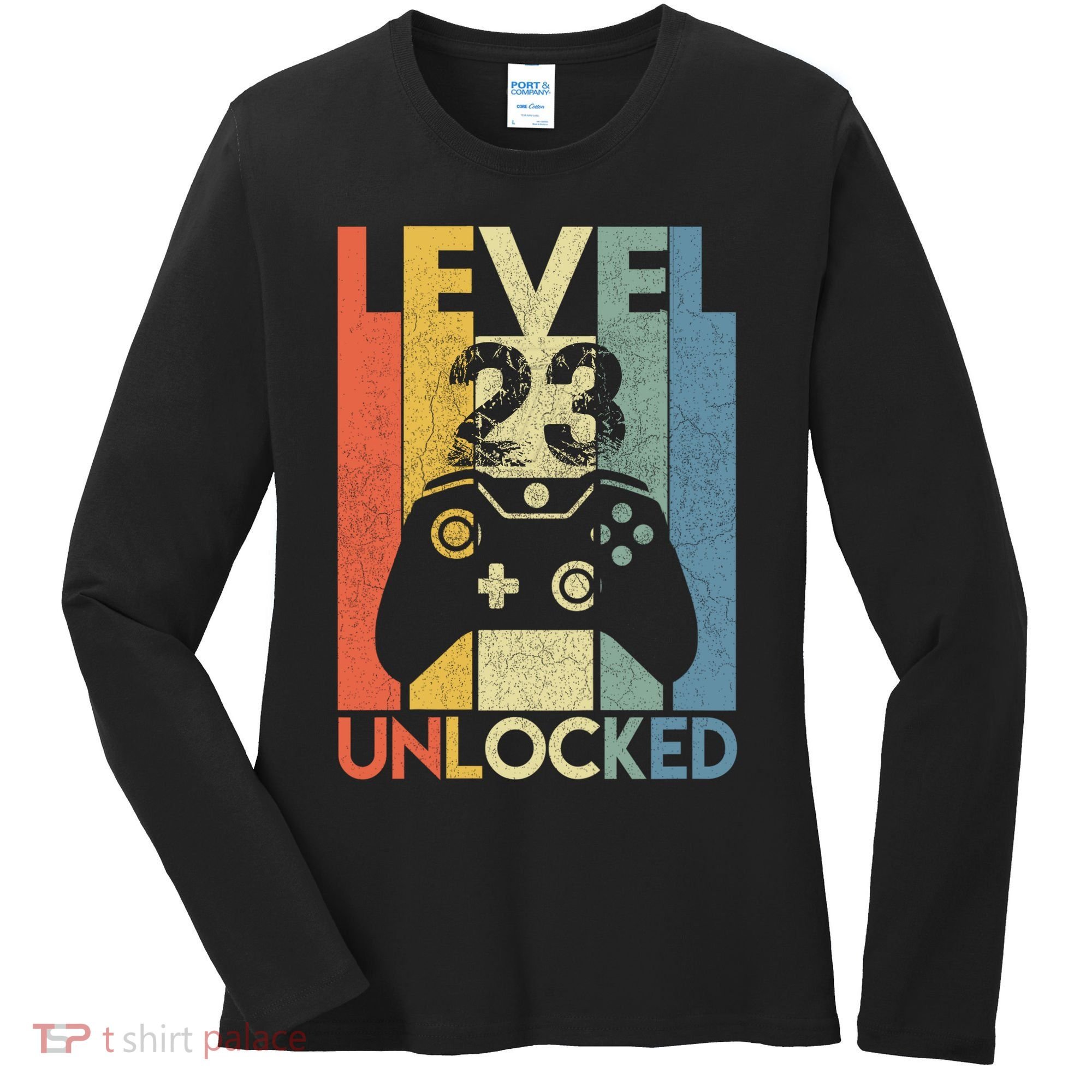 Level 23 Unlocked Awesome Video Game 23 Birthday Gift Women's Long Sleeve Shirt