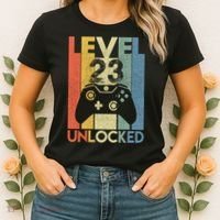 Level 23 Unlocked Awesome Video Game 23 Birthday Gift Women's T-Shirt thumb 2