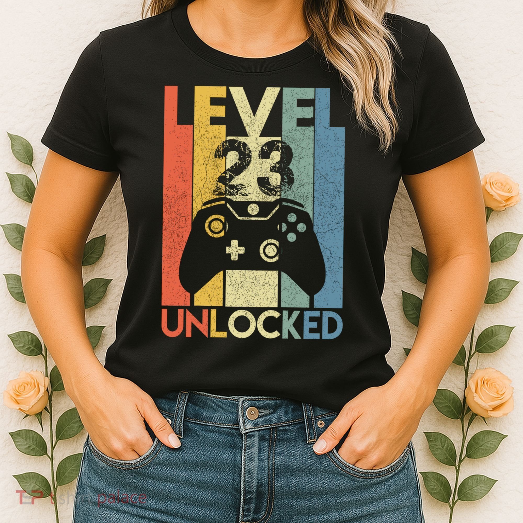 Level 23 Unlocked Awesome Video Game 23 Birthday Gift Women's T-Shirt