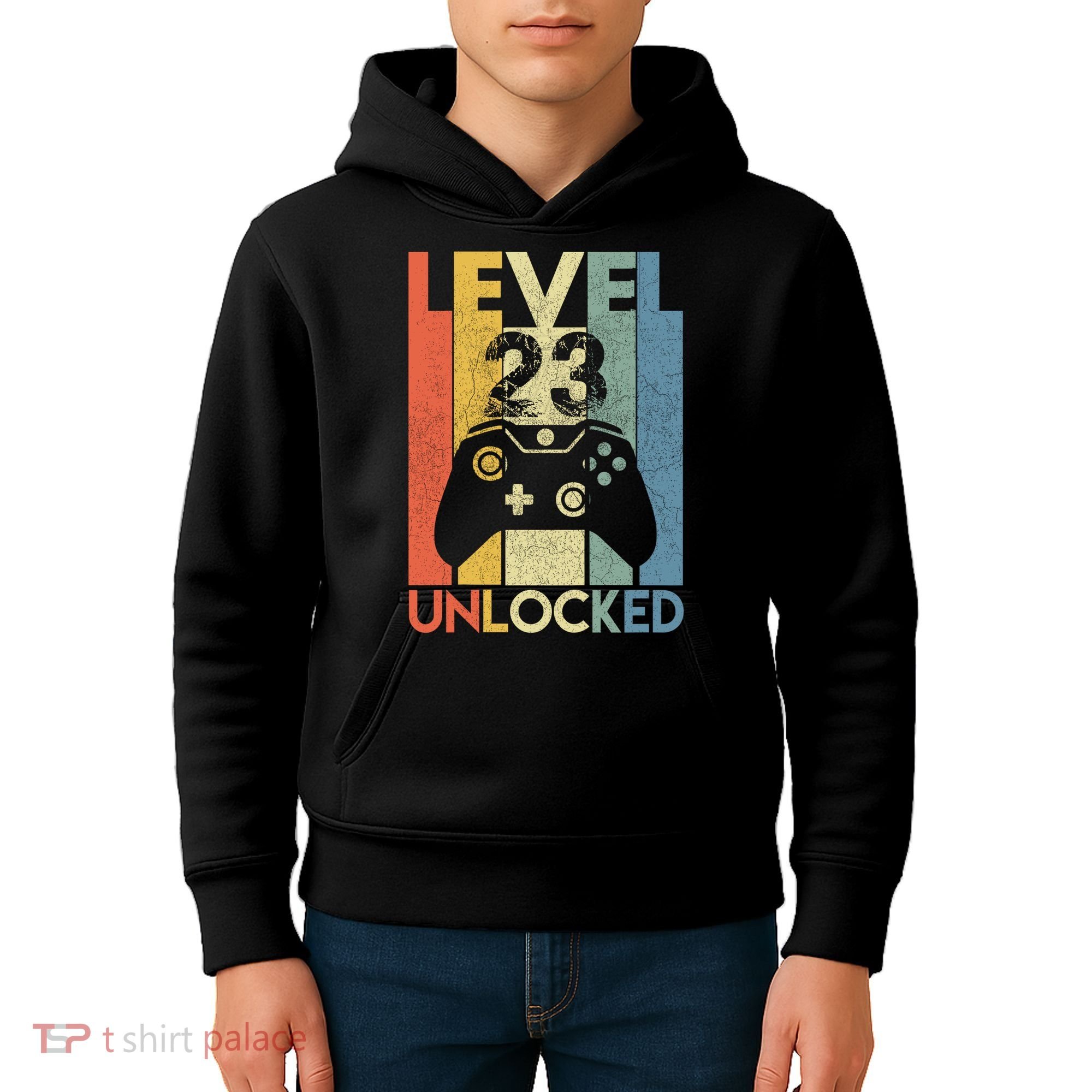 Level 23 Unlocked Awesome Video Game 23 Birthday Gift Kids Hoodie