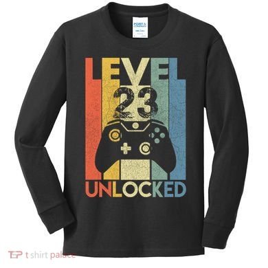 Level 23 Unlocked Awesome Video Game 23 Birthday Gift Kids Long Sleeve Shirt