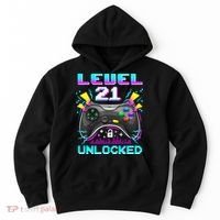Level 21 Unlocked 21st Birthday Video Game Gift Birthday Gaming Hoodie thumb 0