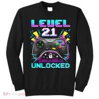 Level 21 Unlocked 21st Birthday Video Game Gift Birthday Gaming Sweatshirt thumb 0
