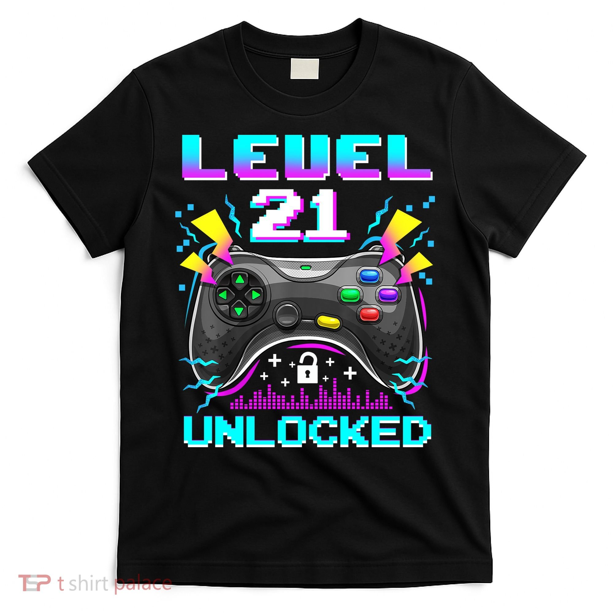 Level 21 Unlocked 21st Birthday Video Game Gift Birthday Gaming T-Shirt