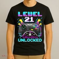 Level 21 Unlocked 21st Birthday Video Game Gift Birthday Gaming T-Shirt thumb 3