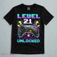 Level 21 Unlocked 21st Birthday Video Game Gift Birthday Gaming T-Shirt thumb 5