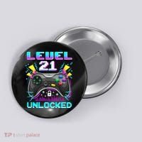 Level 21 Unlocked 21st Birthday Video Game Gift Birthday Gaming Button thumb 0