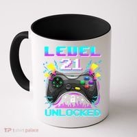 Level 21 Unlocked 21st Birthday Video Game Gift Birthday Gaming Coffee Mug thumb 0