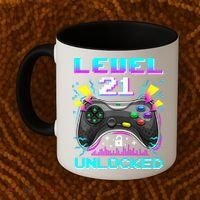 Level 21 Unlocked 21st Birthday Video Game Gift Birthday Gaming Coffee Mug thumb 2