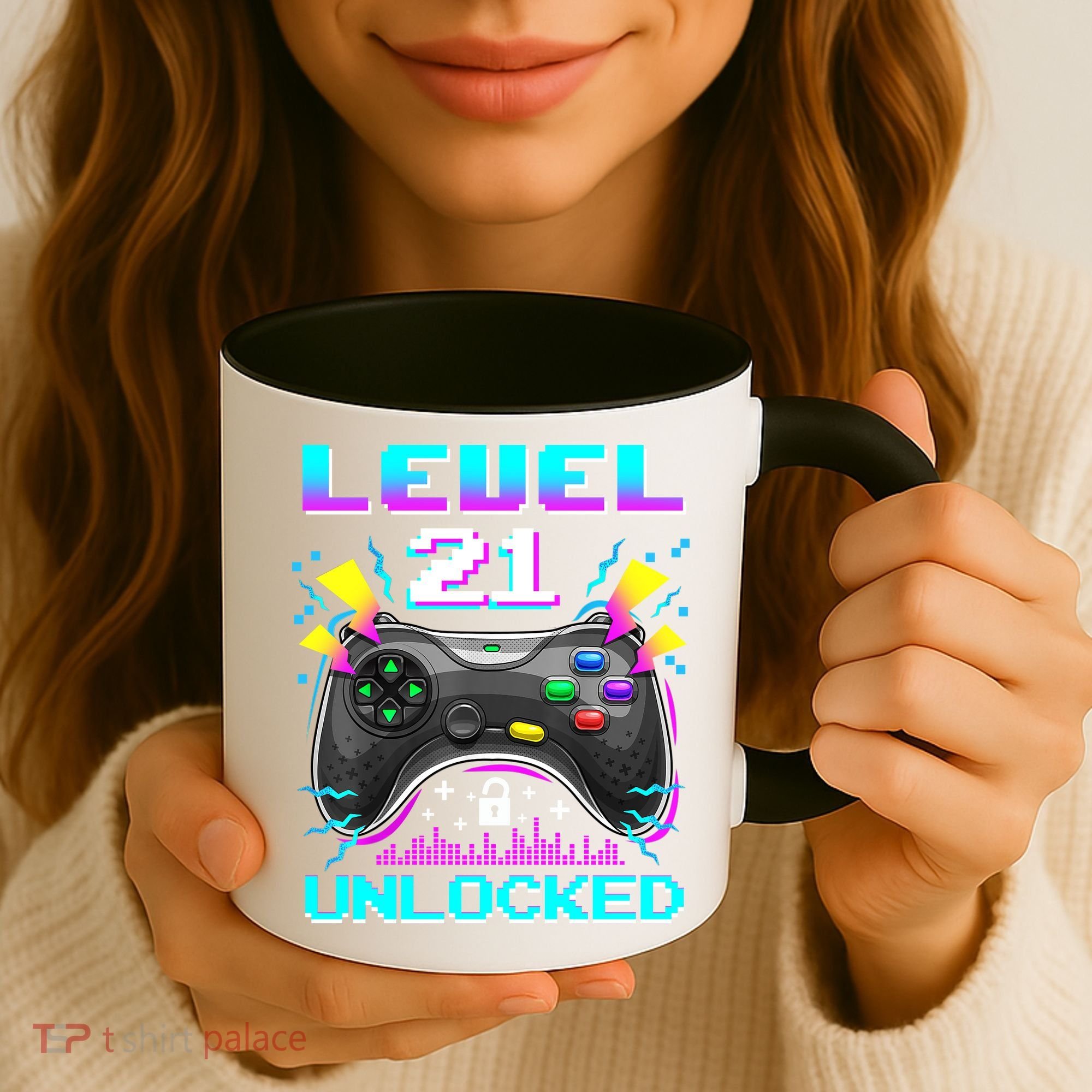 Level 21 Unlocked 21st Birthday Video Game Gift Birthday Gaming Coffee Mug
