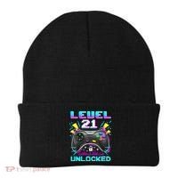 Level 21 Unlocked 21st Birthday Video Game Gift Birthday Gaming Beanie thumb 0