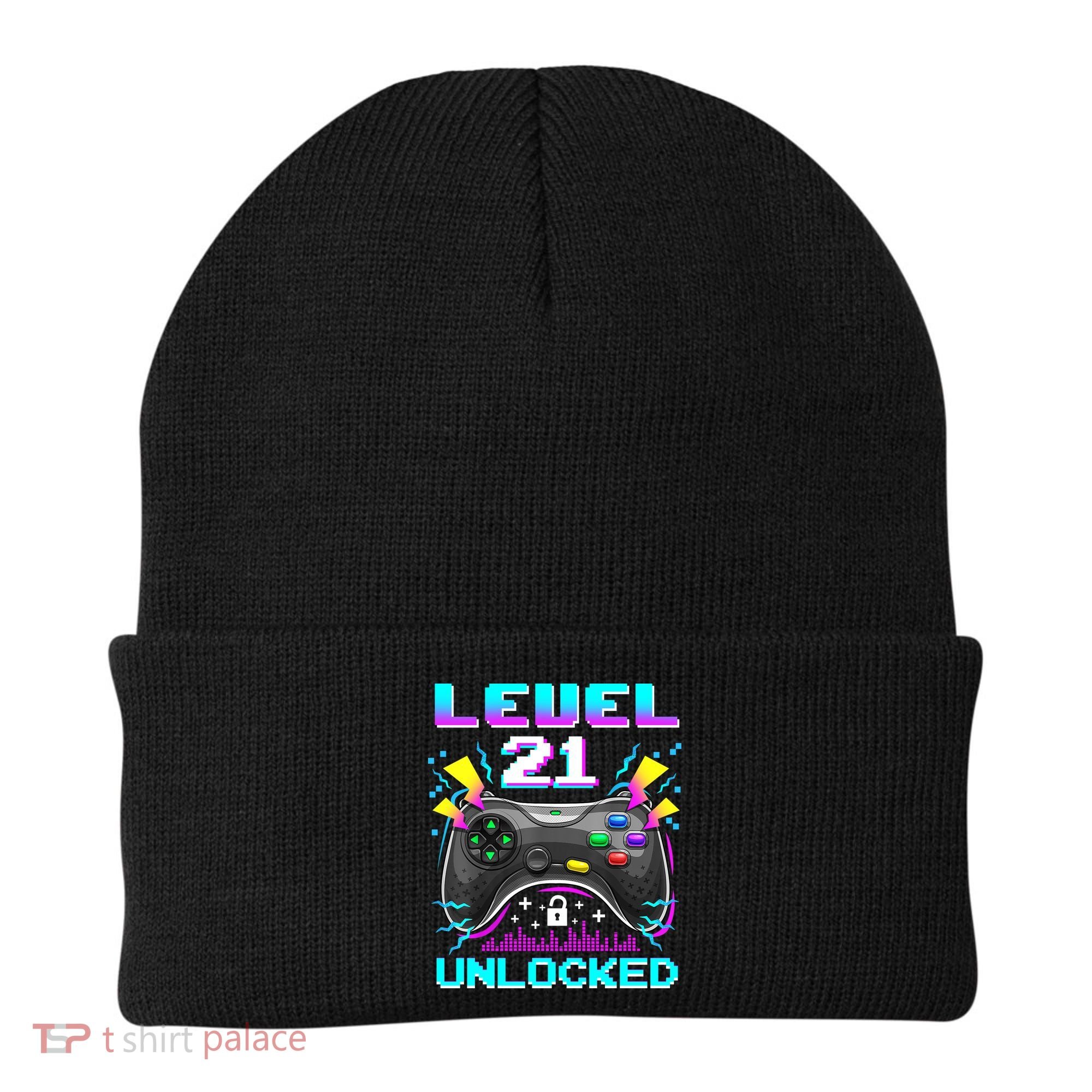 Level 21 Unlocked 21st Birthday Video Game Gift Birthday Gaming Beanie