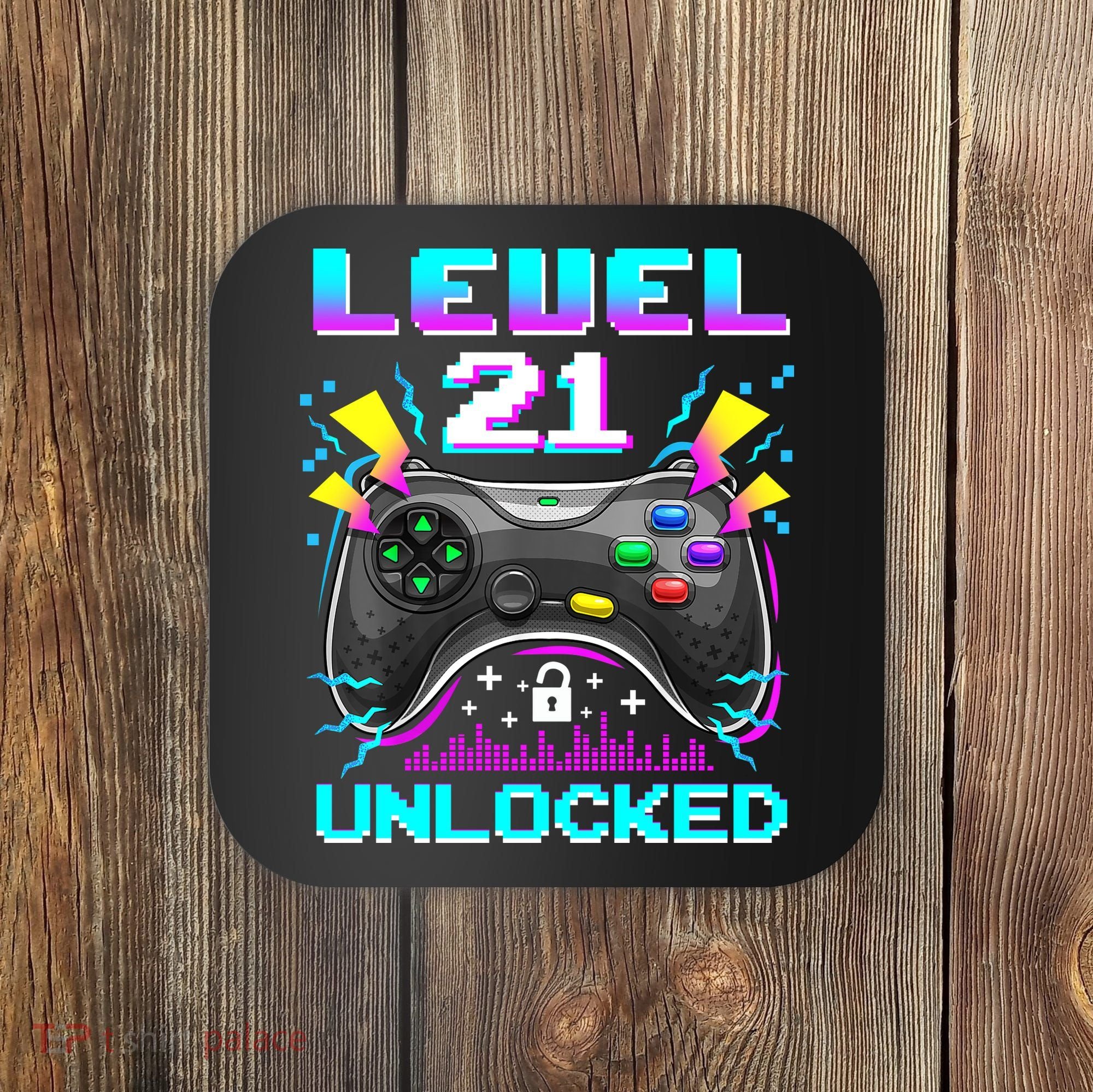 Level 21 Unlocked 21st Birthday Video Game Gift Birthday Gaming Coaster
