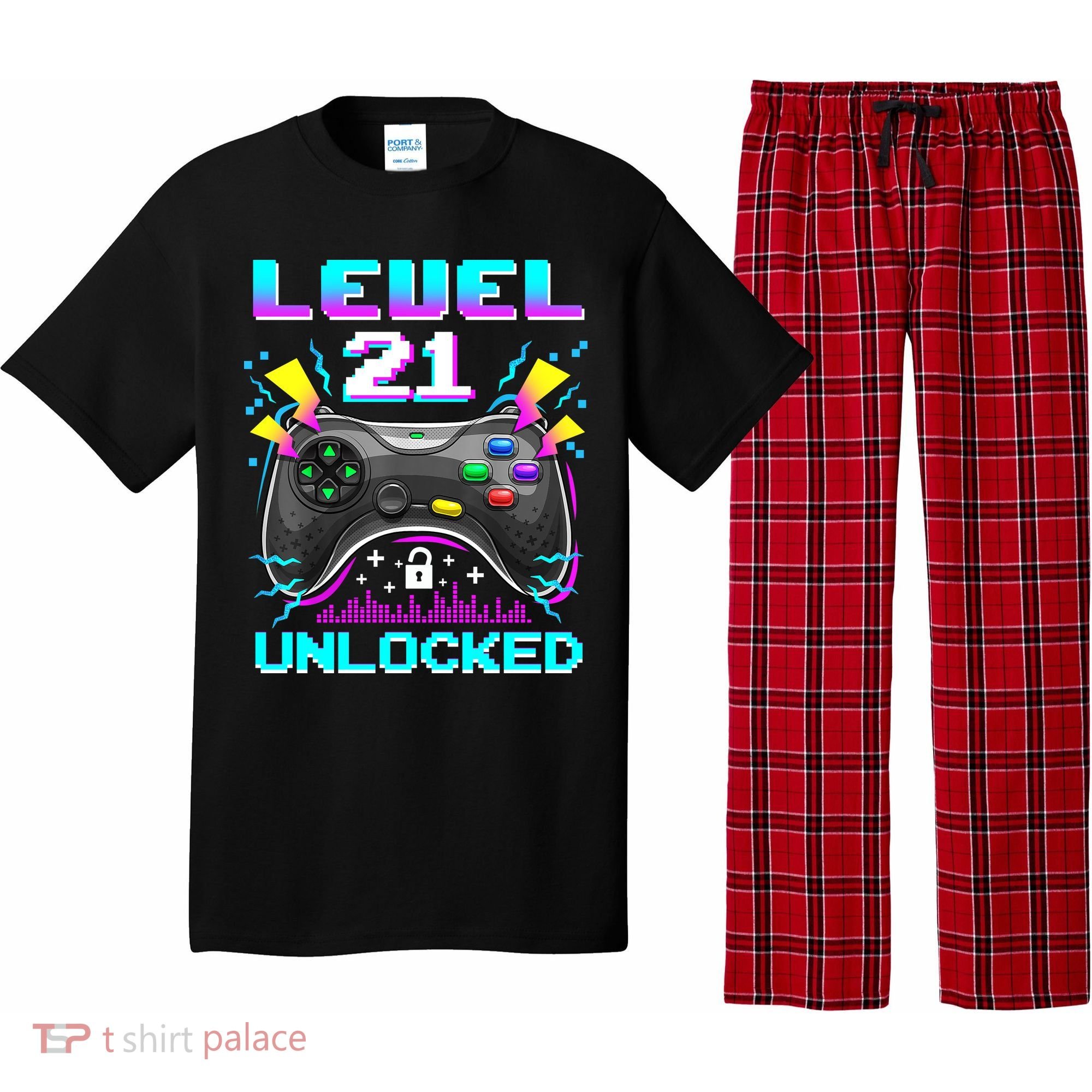 Level 21 Unlocked 21st Birthday Video Game Gift Birthday Gaming Pajama Set