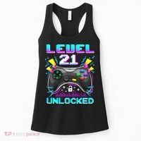 Level 21 Unlocked 21st Birthday Video Game Gift Birthday Gaming Women's Tank Top thumb 0