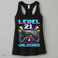 Level 21 Unlocked 21st Birthday Video Game Gift Birthday Gaming Women's Tank Top thumb 3