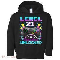 Level 21 Unlocked 21st Birthday Video Game Gift Birthday Gaming Toddler Hoodie thumb 0