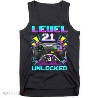 Level 21 Unlocked 21st Birthday Video Game Gift Birthday Gaming Tank Top thumb 0