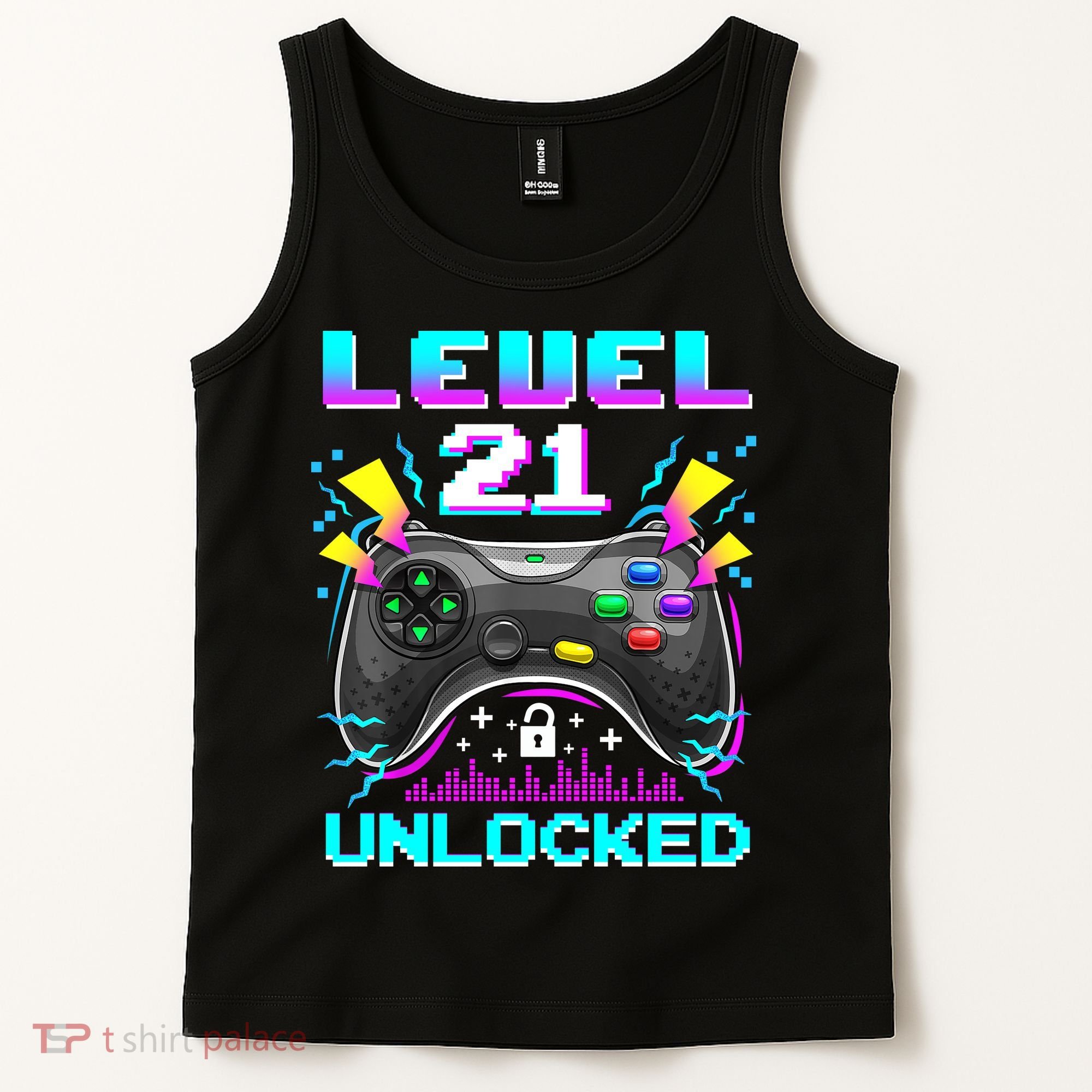 Level 21 Unlocked 21st Birthday Video Game Gift Birthday Gaming Tank Top