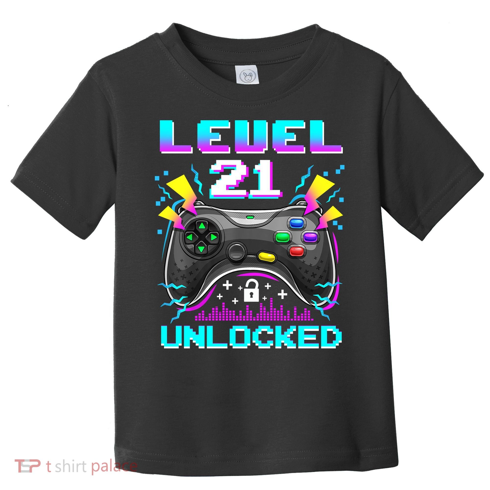 Level 21 Unlocked 21st Birthday Video Game Gift Birthday Gaming Toddler T-Shirt