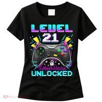 Level 21 Unlocked 21st Birthday Video Game Gift Birthday Gaming Women's T-Shirt thumb 0
